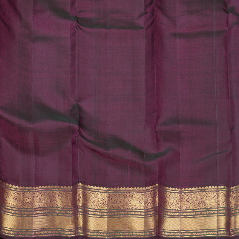 Hayagrivas Handloom Sunset Orange Kanjivaram Silk Saree with Purple Border KBF645G5-3