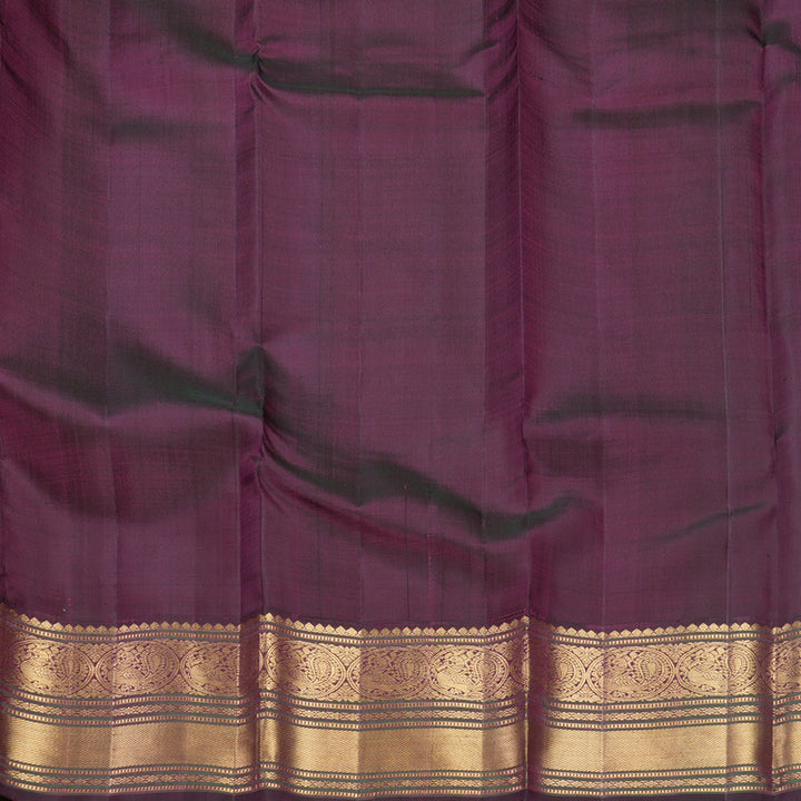 Hayagrivas Handloom Sunset Orange Kanjivaram Silk Saree with Purple Border KBF645G5-3