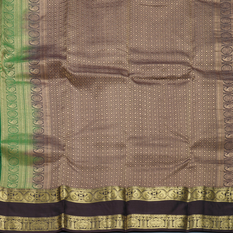 Hayagrivas Handloom Green Kanjivaram Silk Saree KBF648G1-1