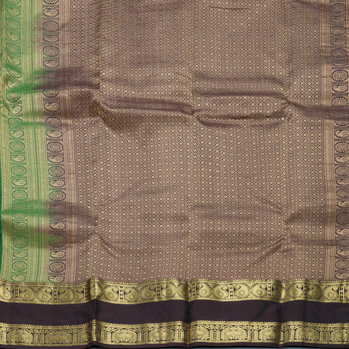 Hayagrivas Handloom Green Kanjivaram Silk Saree KBF648G1-1