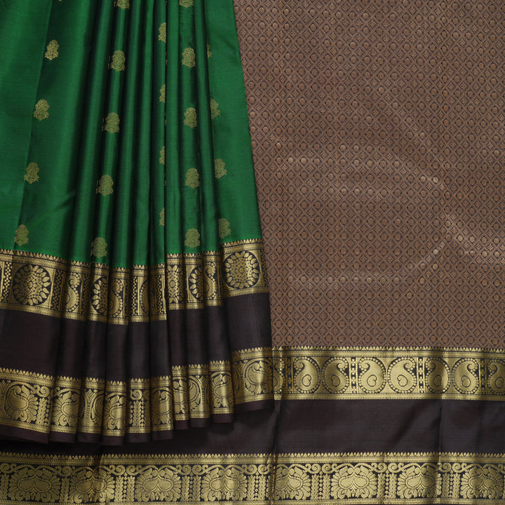 Hayagrivas Handloom Green Kanjivaram Silk Saree KBF648G1-1