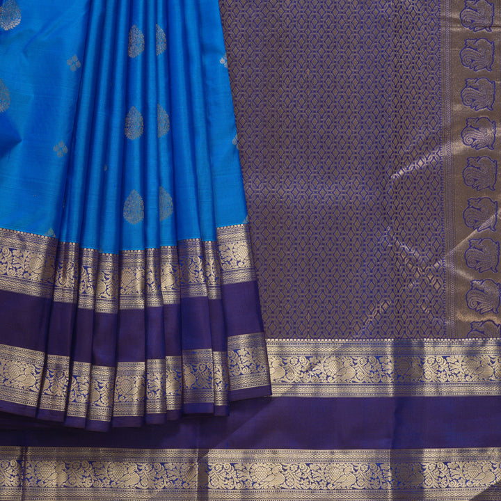 Hayagrivas Handloom Ananda Blue Kanjivaram Silk Saree KBF648G1-4