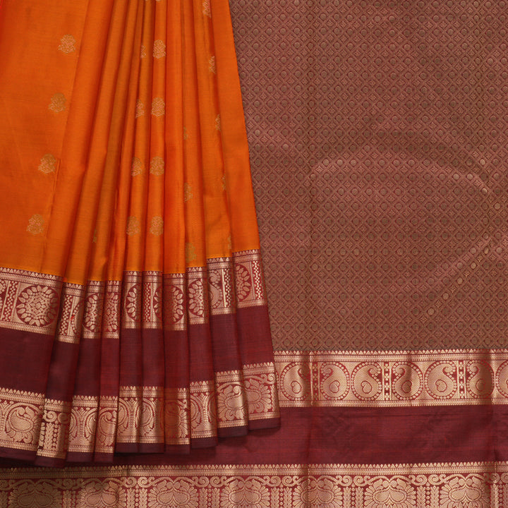Hayagrivas Handloom Fanta Orange Kanjivaram Silk Saree KBF648G1-7