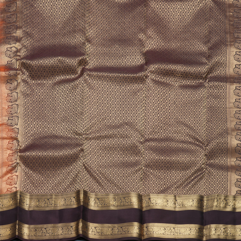 Hayagrivas Handloom Rust Orange Kanjivaram Silk Saree KBF648G1-8