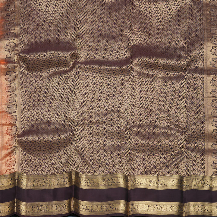 Hayagrivas Handloom Rust Orange Kanjivaram Silk Saree KBF648G1-8