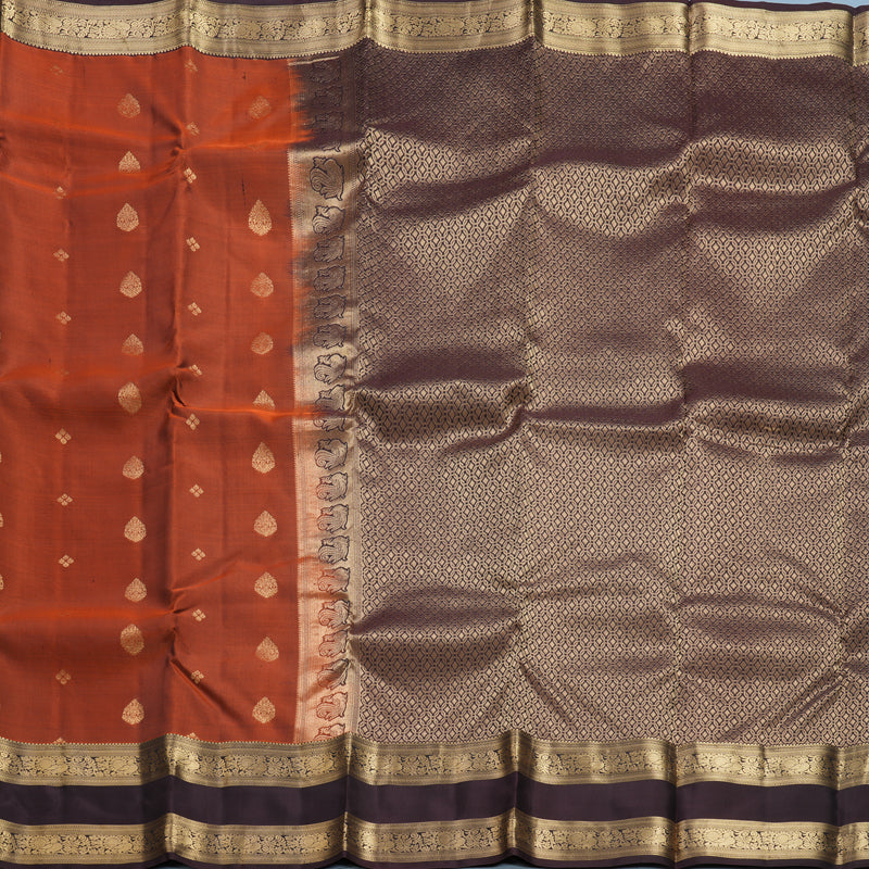 Hayagrivas Handloom Rust Orange Kanjivaram Silk Saree KBF648G1-8