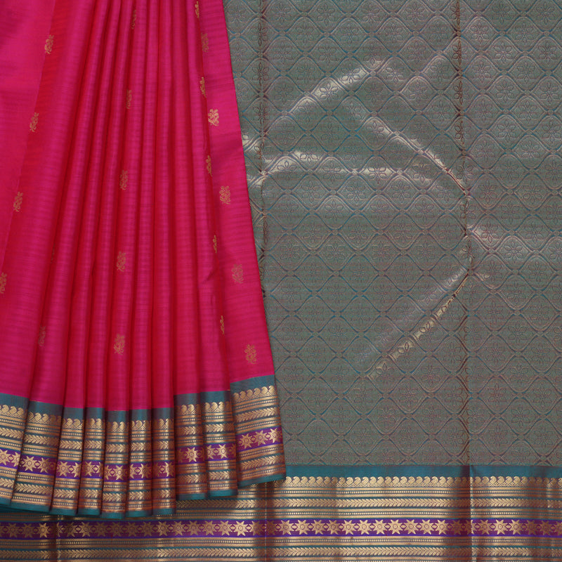Hayagrivas Handloom Pink Kanjivaram Silk Saree KBF648G2-2