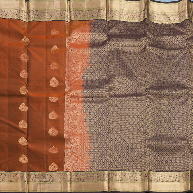 Hayagrivas Handloom Rust Orange Kanjivaram Silk Saree KBF648G3-3