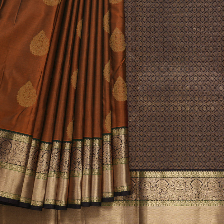 Hayagrivas Handloom Rust Orange Kanjivaram Silk Saree KBF648G3-3