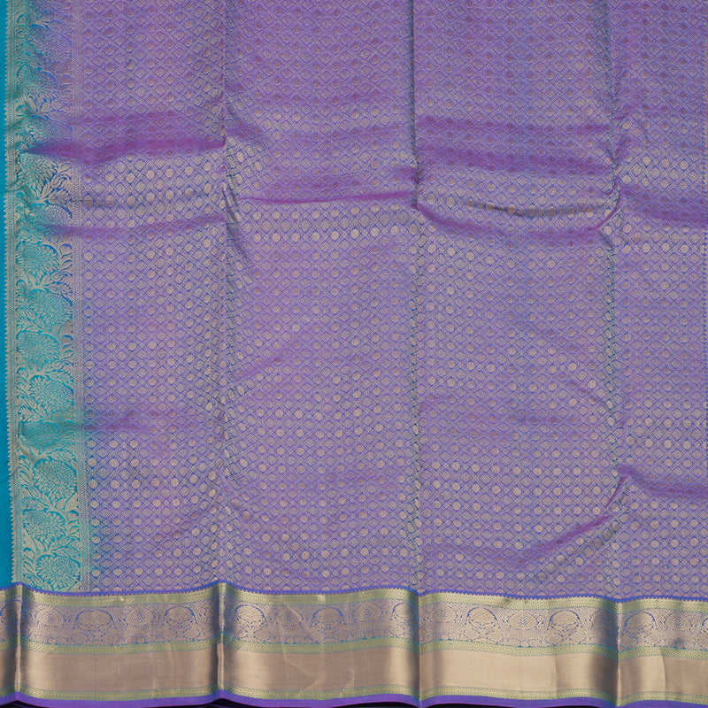 Hayagrivas Handloom Aqua Green Kanjivaram Silk Saree with Purple Border KBF648G3-4