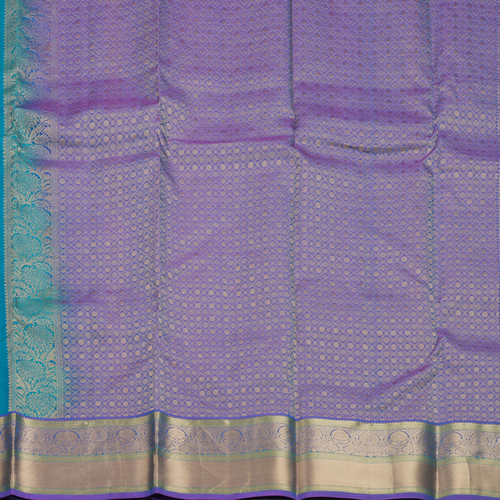 Hayagrivas Handloom Aqua Green Kanjivaram Silk Saree with Purple Border KBF648G3-4