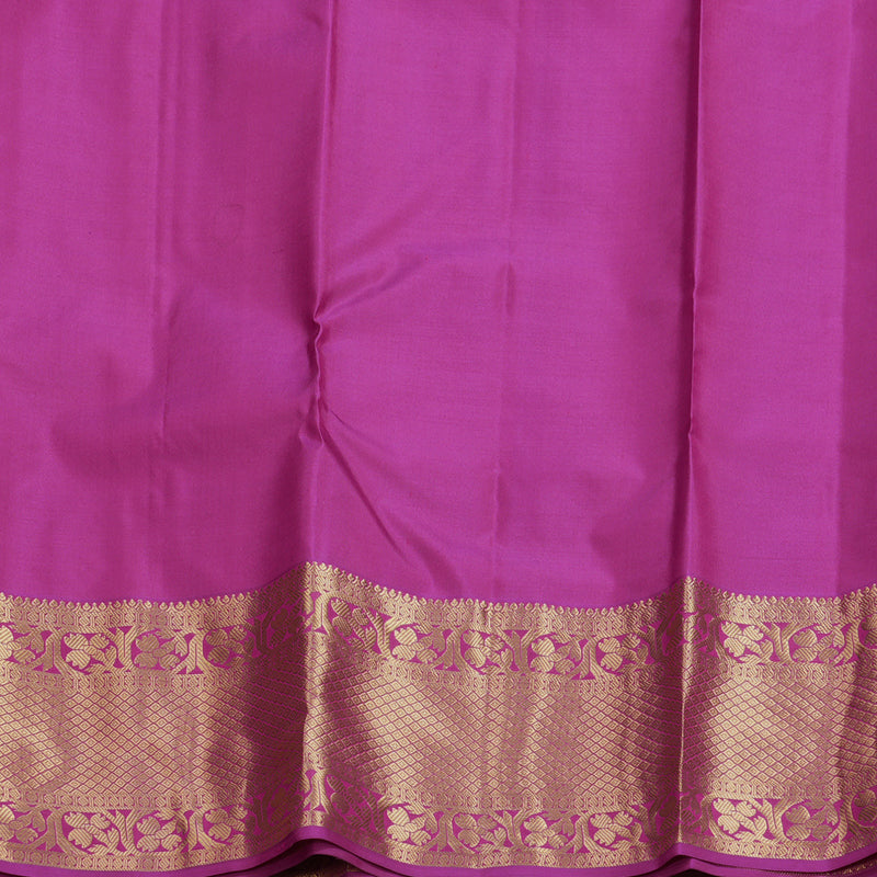 Hayagrivas Handloom Orangish-Pink Kanjivaram Silk Saree with Purple Border KBF648G4-3