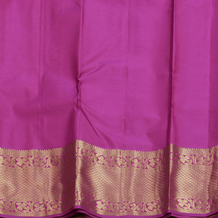 Hayagrivas Handloom Orangish-Pink Kanjivaram Silk Saree with Purple Border KBF648G4-3