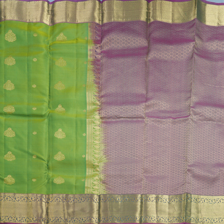 Hayagrivas Handloom Parrot Green Kanjivaram Silk Saree KBF648G4-6