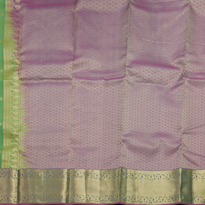 Hayagrivas Handloom Parrot Green Kanjivaram Silk Saree KBF648G4-6