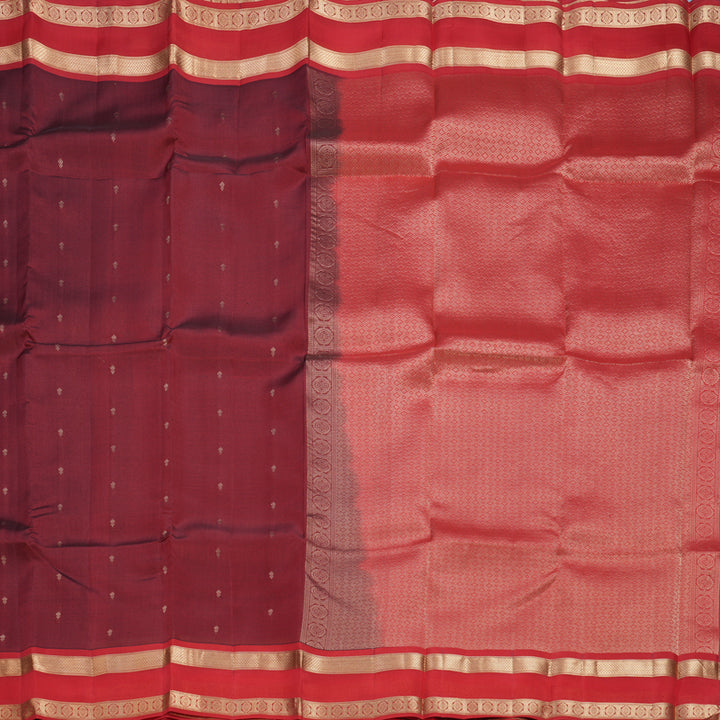 Hayagrivas Handloom Maroon Kanjivaram Silk Saree with Red Border KBF649G1-16