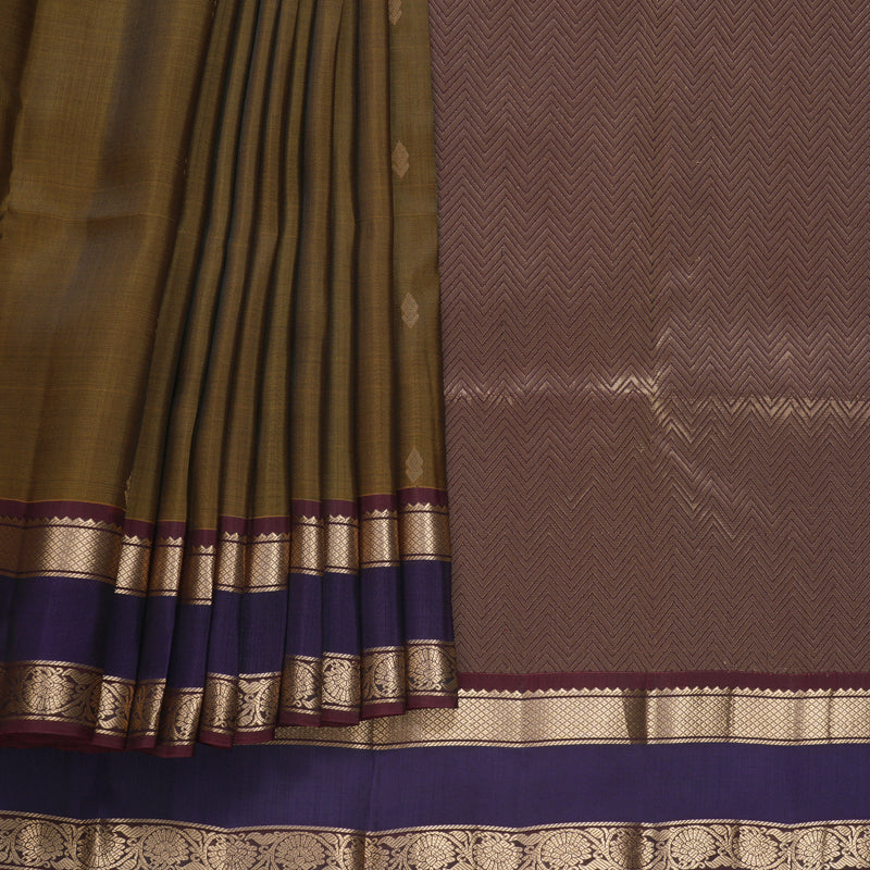 Hayagrivas Handloom Mehandi Green Kanjivaram Silk Saree KBF649G1-19