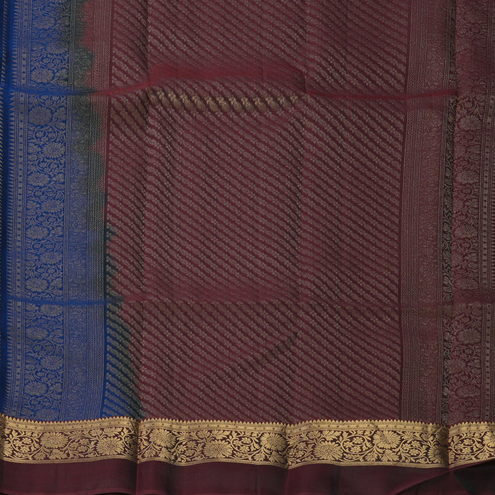 Hayagrivas Handloom Midnight Blue Kanjivaram Silk Saree KBF649G1-2