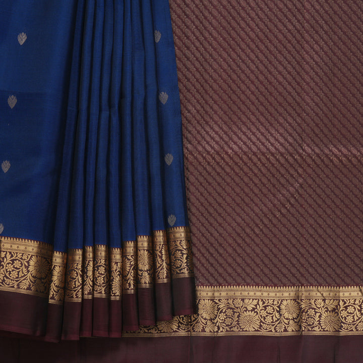 Hayagrivas Handloom Midnight Blue Kanjivaram Silk Saree KBF649G1-2