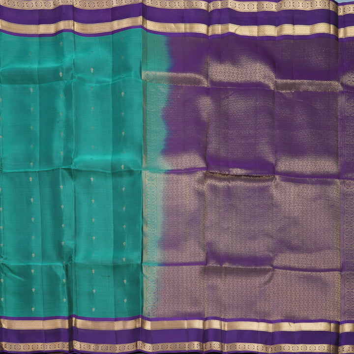 Hayagrivas Handloom Teal Green Kanjivaram Silk Saree KBF649G1-24