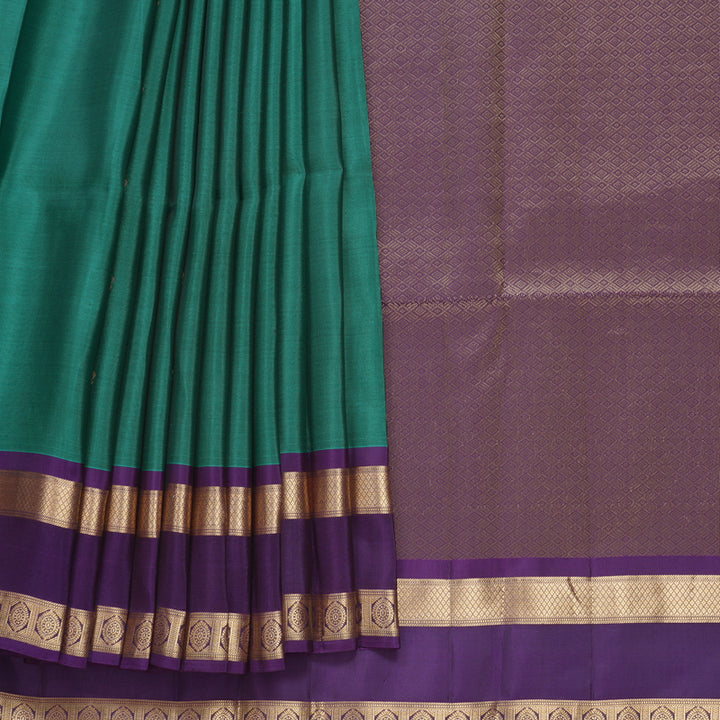 Hayagrivas Handloom Teal Green Kanjivaram Silk Saree KBF649G1-24