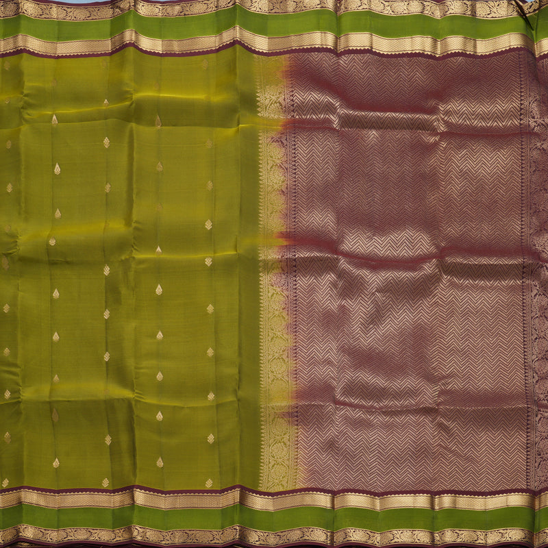Hayagrivas Handloom Mehandi Green Kanjivaram Silk Saree KBF649G1-3