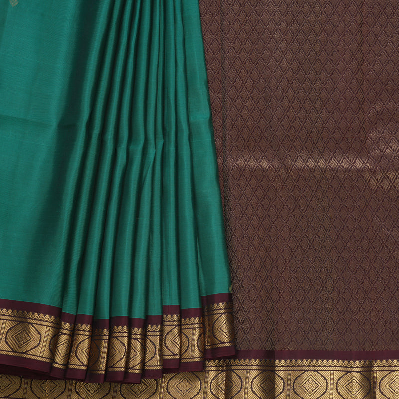 Hayagrivas Handloom Rama Green Kanjivaram Silk Saree KBF649G1-31