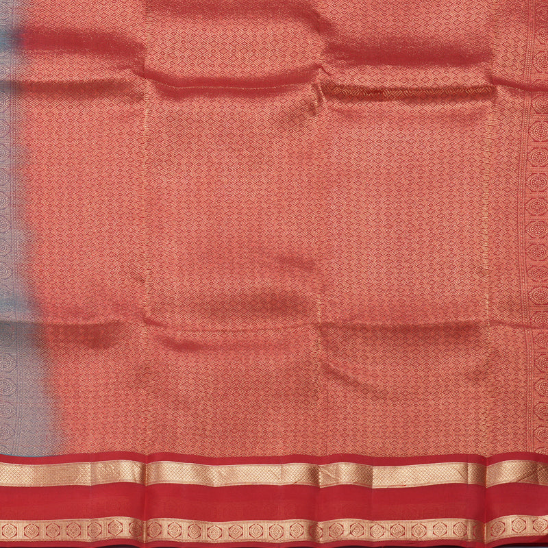 Hayagrivas Handloom Dual Toned Blue & Red Kanjivaram Silk Saree KBF649G1-34