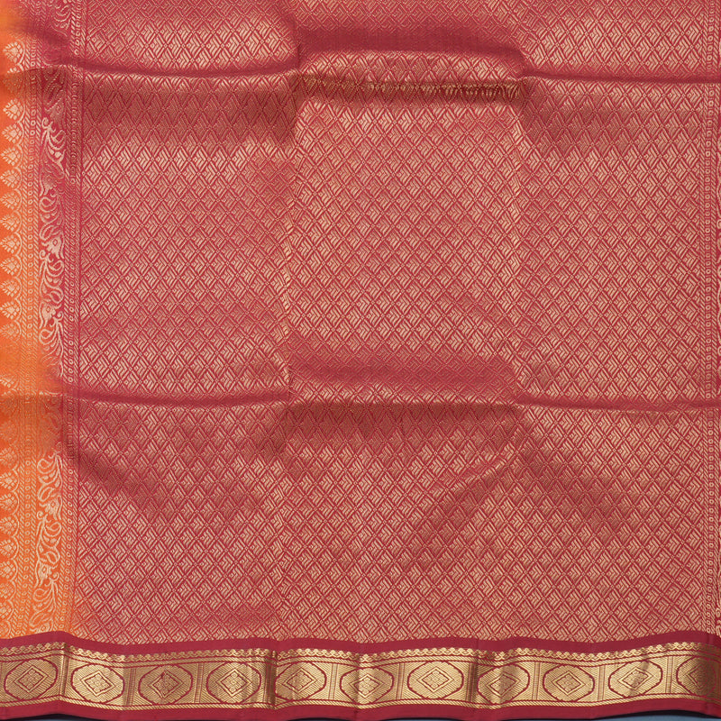 Hayagrivas Handloom Orange Kanjivaram Silk Saree KBF649G1-39