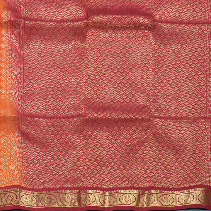 Hayagrivas Handloom Orange Kanjivaram Silk Saree KBF649G1-39