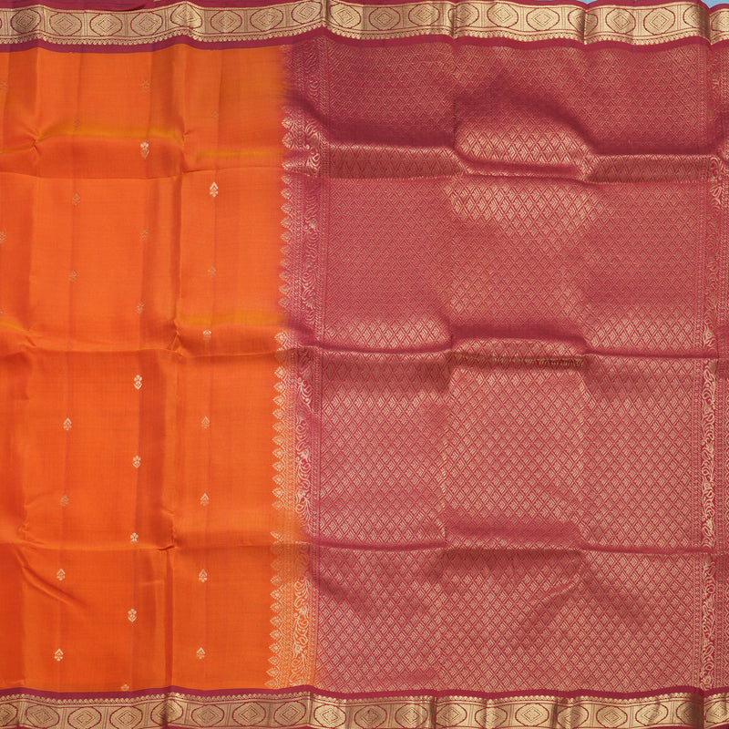 Hayagrivas Handloom Orange Kanjivaram Silk Saree KBF649G1-39