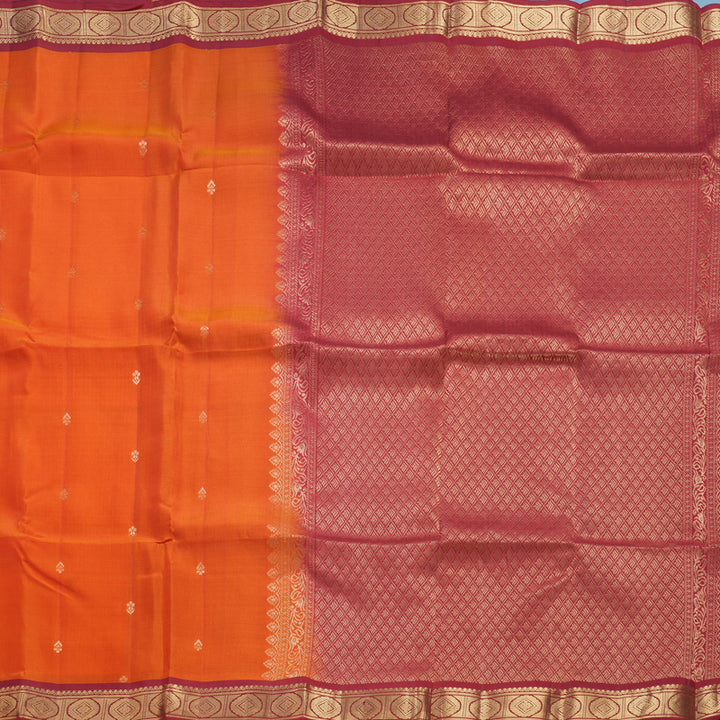 Hayagrivas Handloom Orange Kanjivaram Silk Saree KBF649G1-39