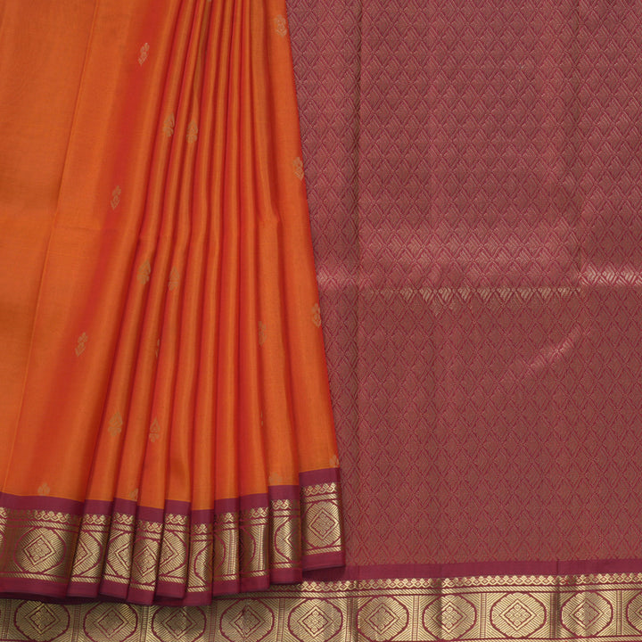 Hayagrivas Handloom Orange Kanjivaram Silk Saree KBF649G1-39
