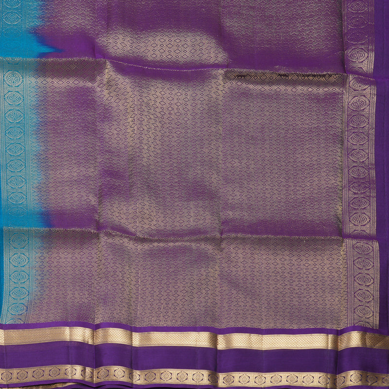 Hayagrivas Handloom Ramar Blue Kanjivaram Silk Saree with Purple Border KBF649G1-40