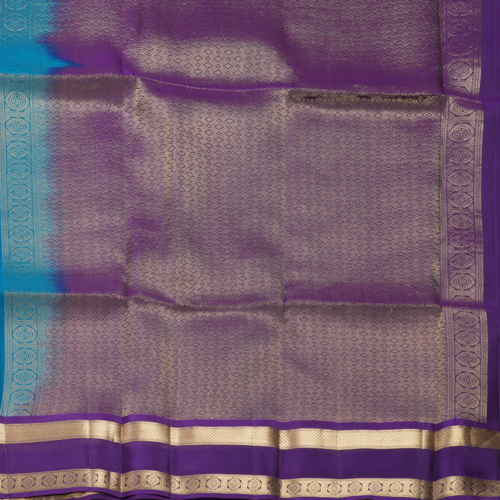 Hayagrivas Handloom Ramar Blue Kanjivaram Silk Saree with Purple Border KBF649G1-40
