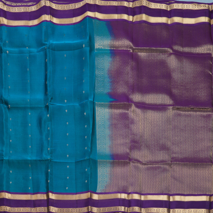 Hayagrivas Handloom Ramar Blue Kanjivaram Silk Saree with Purple Border KBF649G1-40