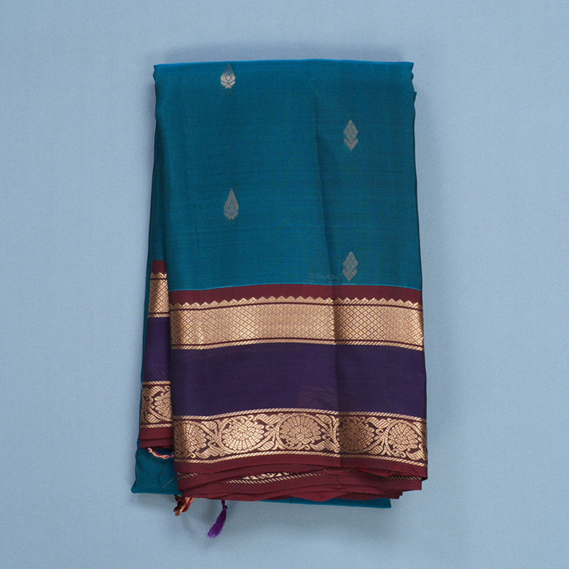Hayagrivas Handloom Ramar Blue Kanjivaram Silk Saree KBF649G1-9
