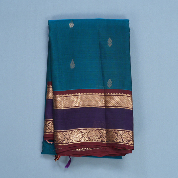 Hayagrivas Handloom Ramar Blue Kanjivaram Silk Saree KBF649G1-9