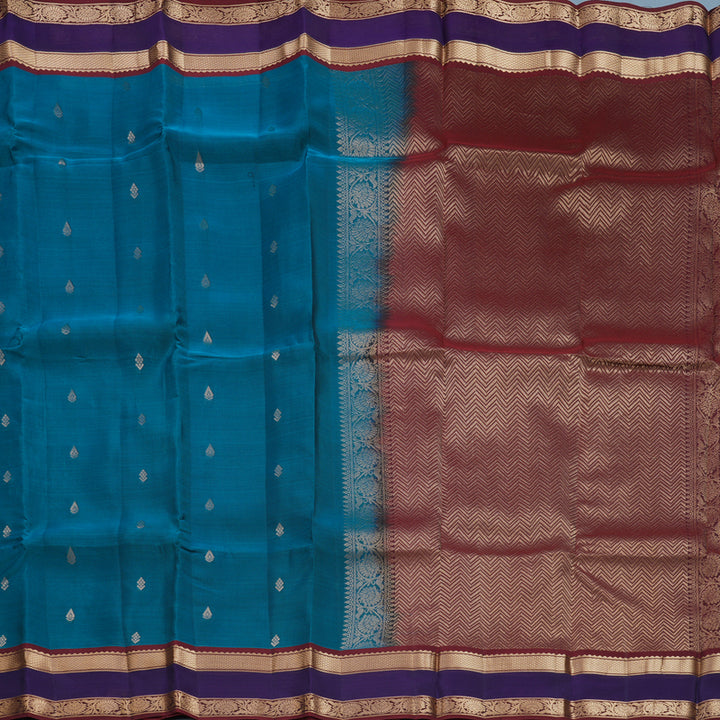 Hayagrivas Handloom Ramar Blue Kanjivaram Silk Saree KBF649G1-9