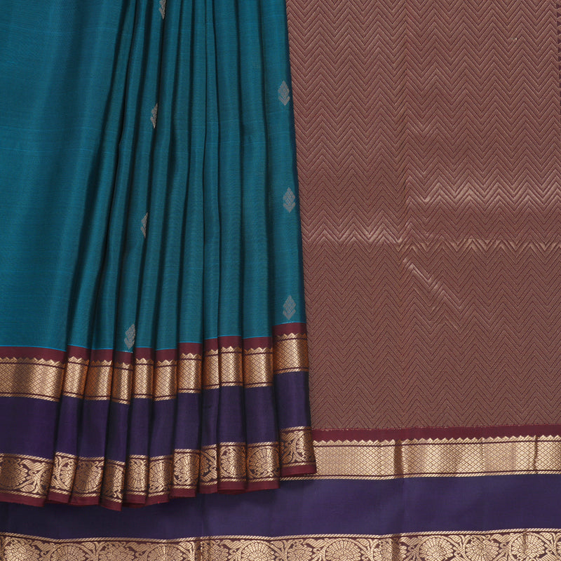 Hayagrivas Handloom Ramar Blue Kanjivaram Silk Saree KBF649G1-9