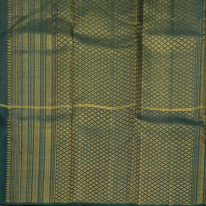 Hayagrivas Handloom Rust Orange Kanjivaram Silk Saree with Bottle Green Border KBF652G1-2