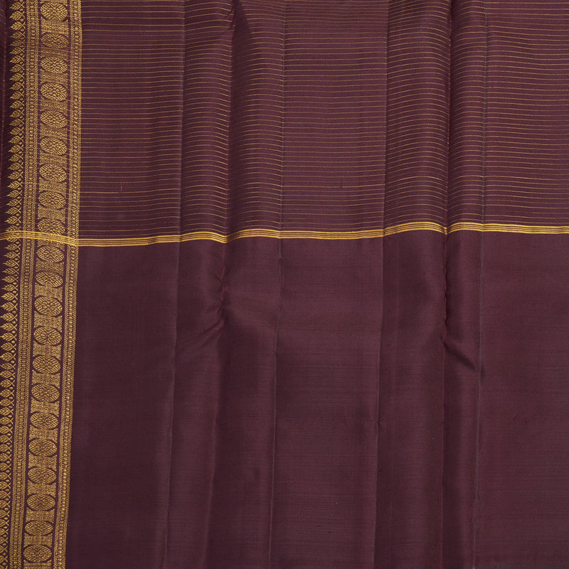 Hayagrivas Handloom Peacock Green Kanjivaram Silk Saree with Coffee Brown Border KBF652G1-3