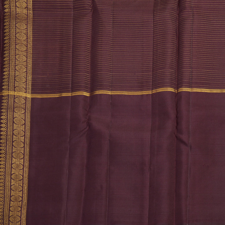 Hayagrivas Handloom Peacock Green Kanjivaram Silk Saree with Coffee Brown Border KBF652G1-3