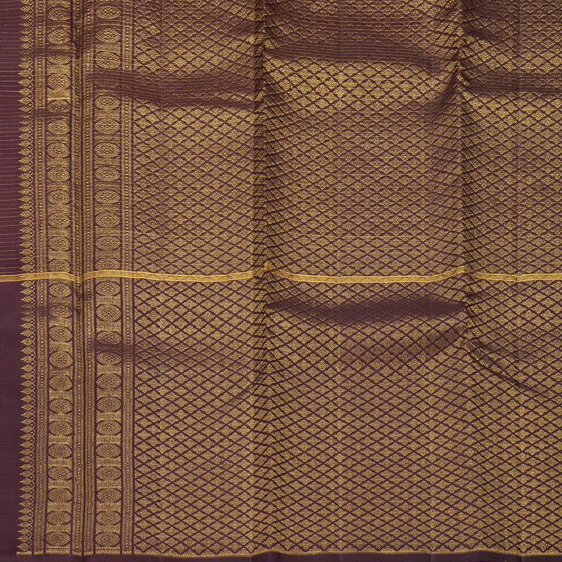 Hayagrivas Handloom Peacock Green Kanjivaram Silk Saree with Coffee Brown Border KBF652G1-3