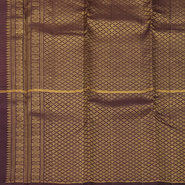 Hayagrivas Handloom Peacock Green Kanjivaram Silk Saree with Coffee Brown Border KBF652G1-3