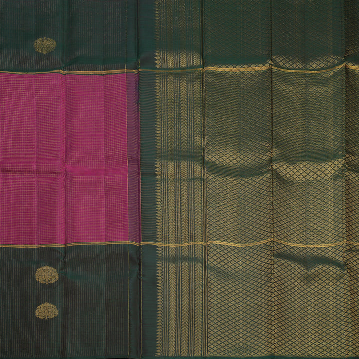 Hayagrivas Handloom Purple Kanjivaram Silk Saree with Bottle Green Border KBF652G1-4