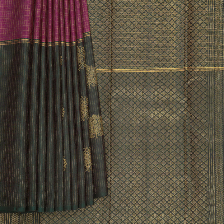 Hayagrivas Handloom Purple Kanjivaram Silk Saree with Bottle Green Border KBF652G1-4