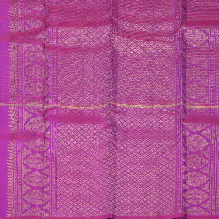Hayagrivas Handloom Blue Kanjivaram Silk Saree with Purple Border KBF652G1-7