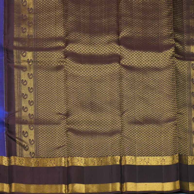 Hayagrivas Handloom MS Blue Kanjivaram Silk Saree with Coffee Brown Border KBF652G2-1