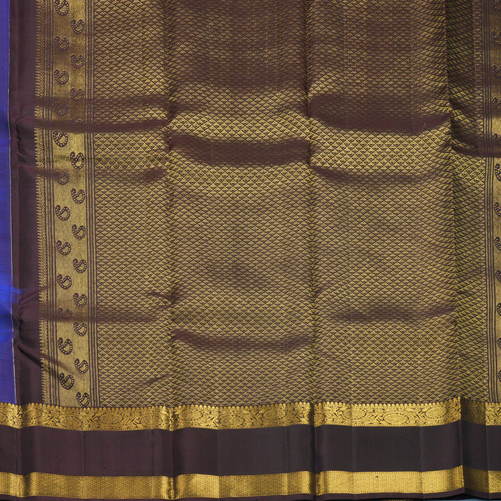 Hayagrivas Handloom MS Blue Kanjivaram Silk Saree with Coffee Brown Border KBF652G2-1